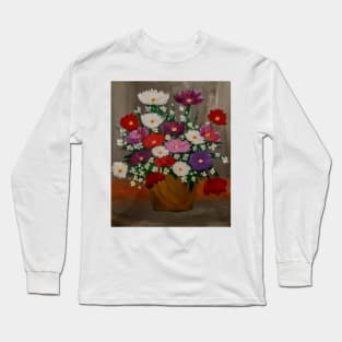 abstract carnations in a gold vase Long Sleeve T-Shirt